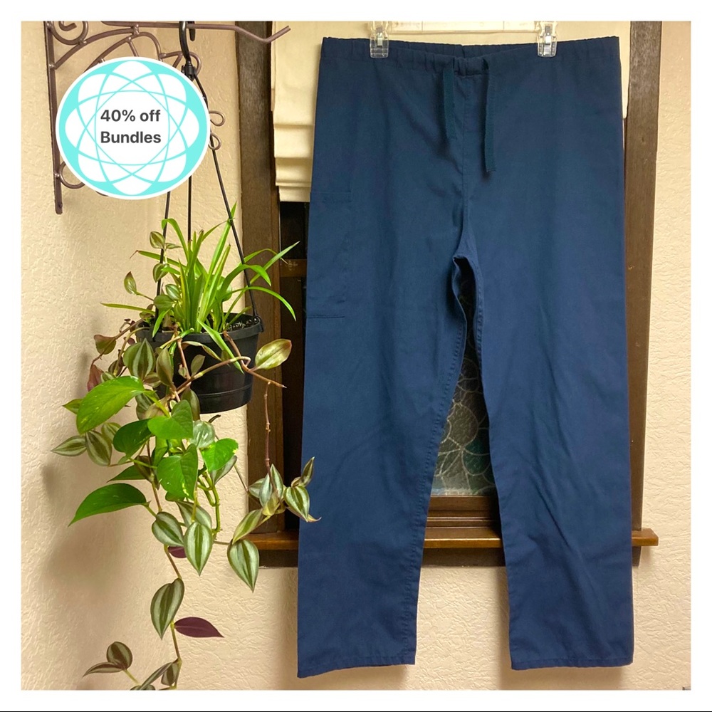 👛 Scrub pants by Fundamentals, navy blue, women’s small tall, drawstring…